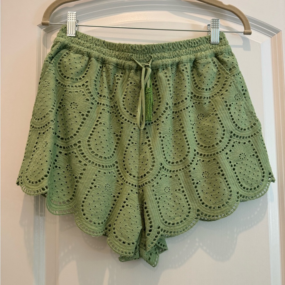 Farm Rio Pineapple Eyelet Green Shorts